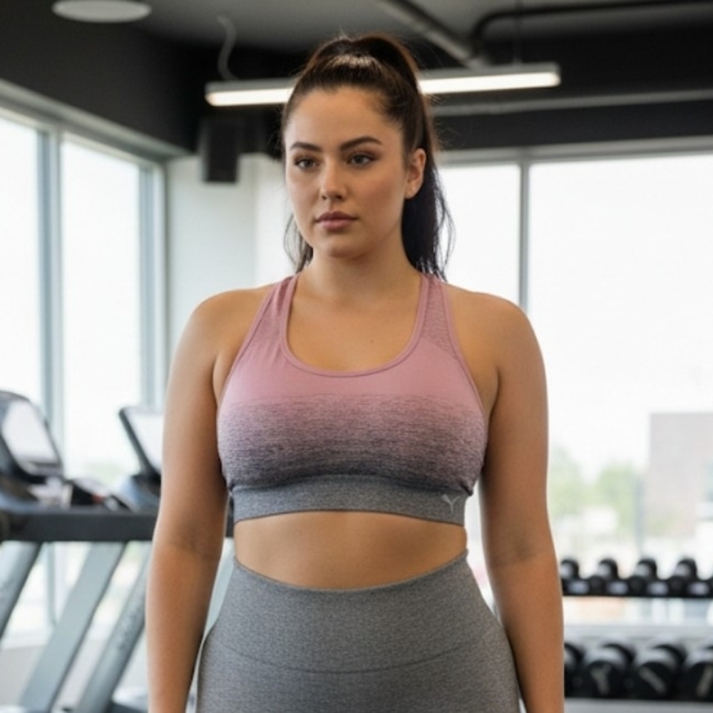 Puma Active Cropped Top Purple Striped Racerback Size 1X